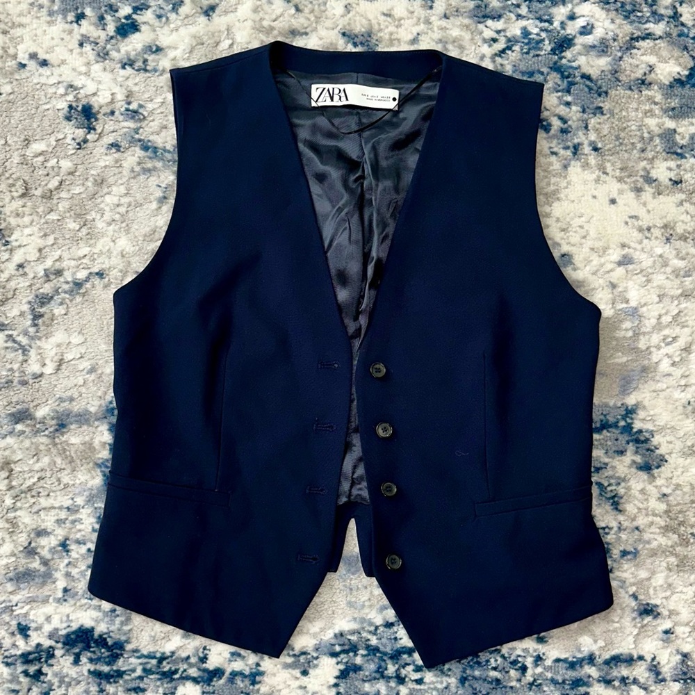 Zara navy blue vest Size S